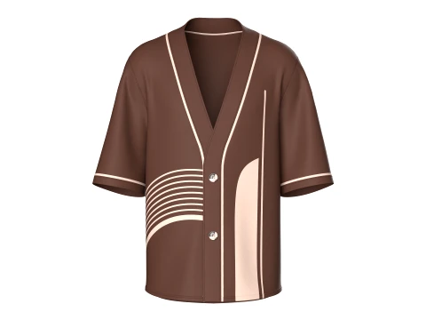 Men Short-Sleeve Kimono Shirt 3D Model