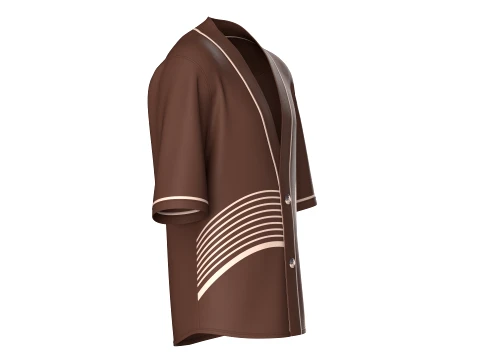 Men Short-Sleeve Kimono Shirt 3D Model