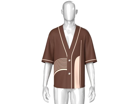 Men Short-Sleeve Kimono Shirt 3D Model