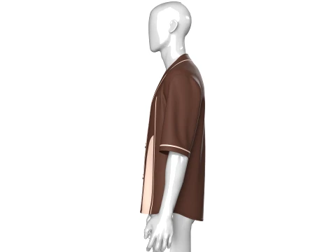 Men Short-Sleeve Kimono Shirt 3D Model