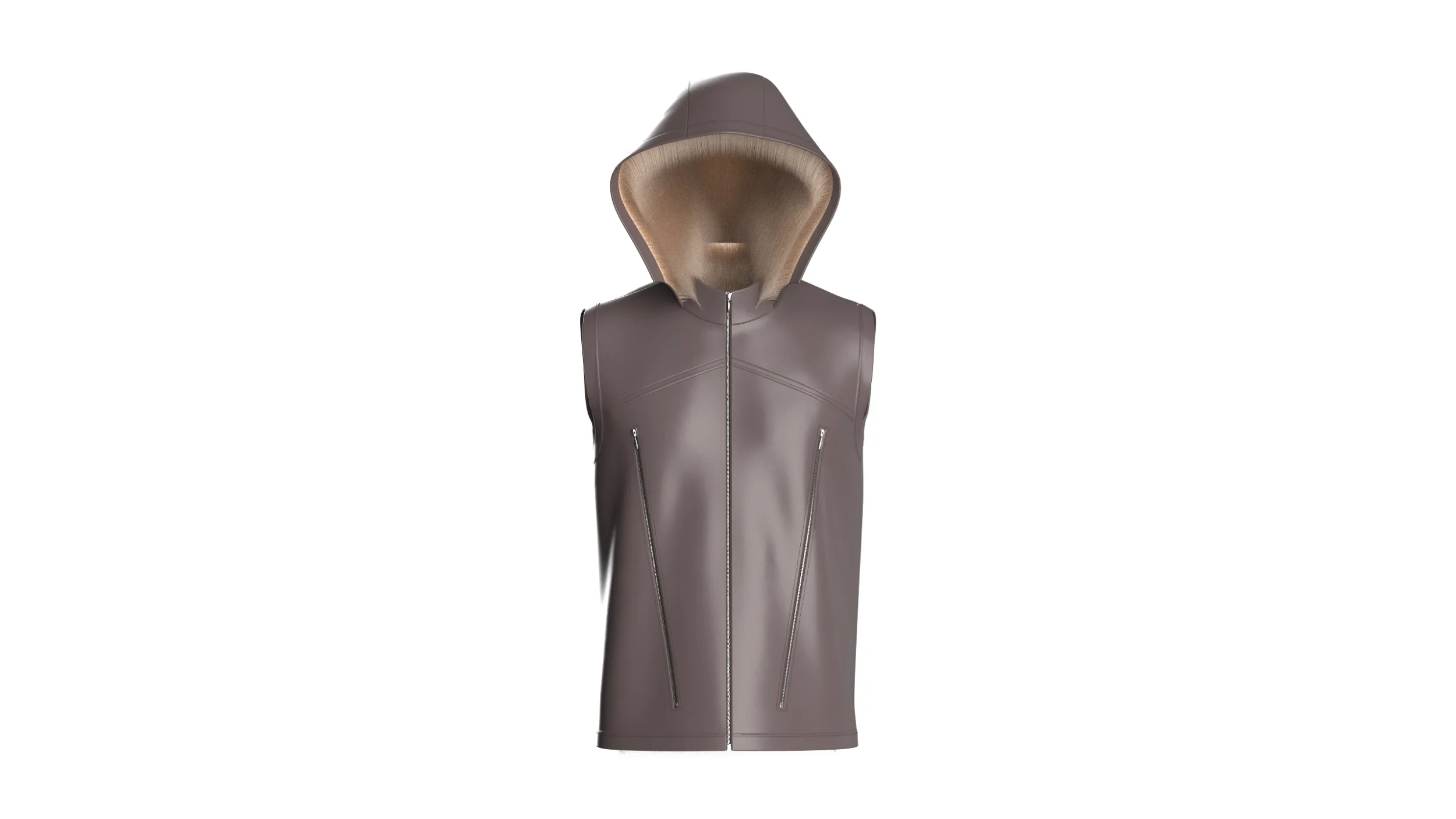 Men Leather Gilet Vest With Fur Lining 3D Model .c4d .max .obj .3ds .fbx .stl .blend