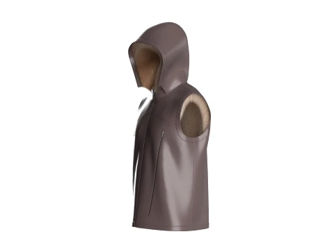 Men Leather Gilet Vest With Fur Lining 3D Model