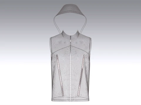 Men Leather Gilet Vest With Fur Lining 3D Model