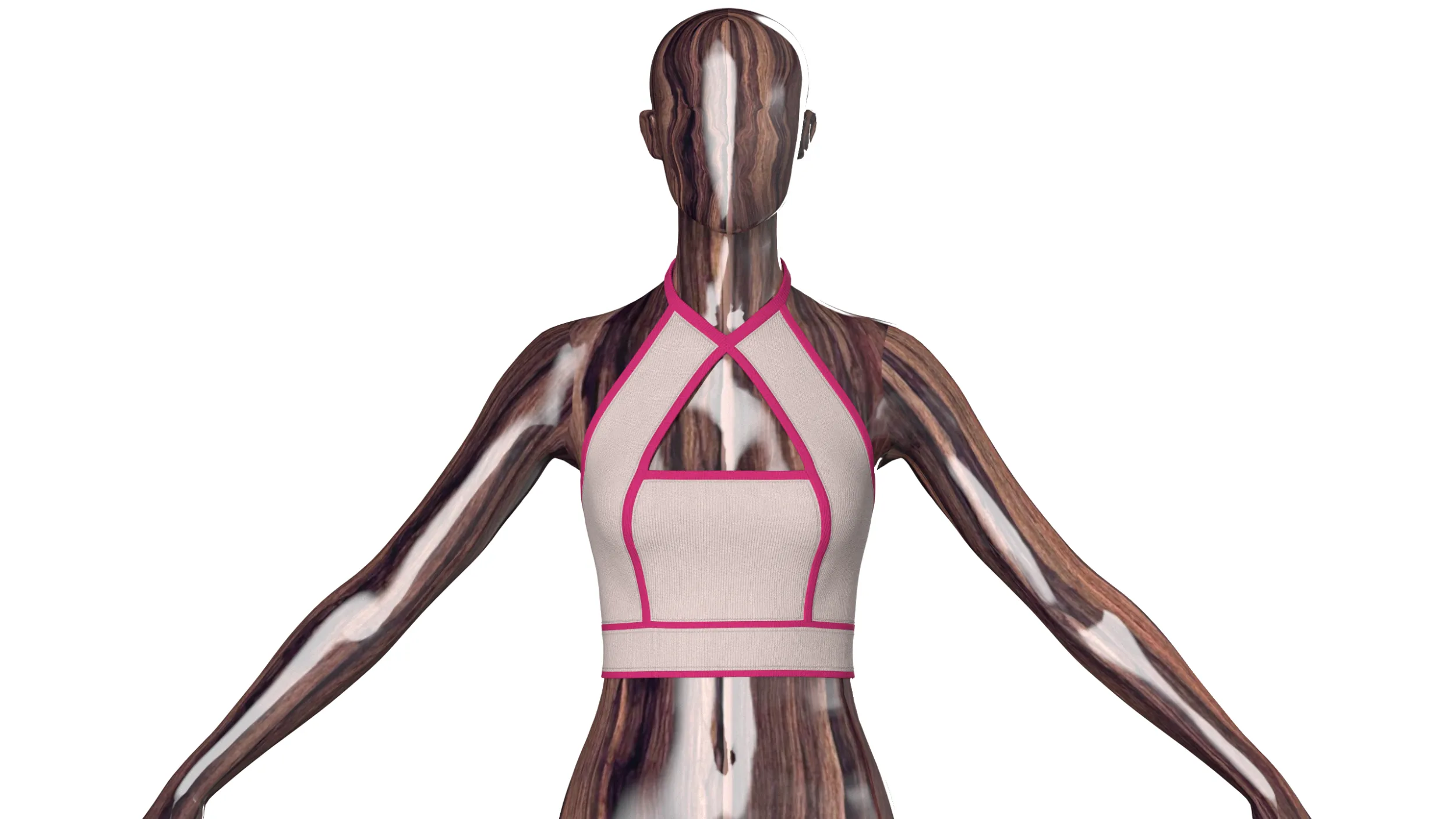 Girls Criss-Cross Halter Crop Top 3D Model .c4d .max .obj .3ds .fbx .stl .blend 