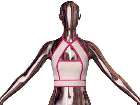 Girls Criss-Cross Halter Crop Top 3D Model
