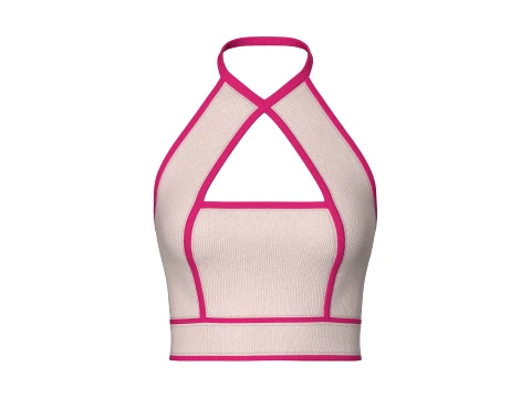 Girls Criss-Cross Halter Crop Top 3D Model
