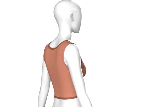 Girls Front Zip Ribbed Crop Top With Patch 3D Model