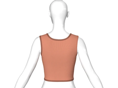 Girls Front Zip Ribbed Crop Top With Patch 3D Model