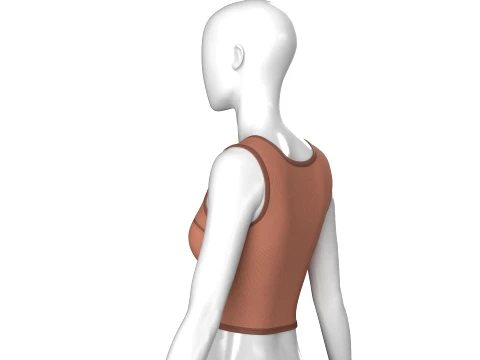 Girls Front Zip Ribbed Crop Top With Patch 3D Model