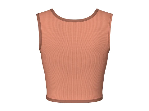 Girls Front Zip Ribbed Crop Top With Patch 3D Model