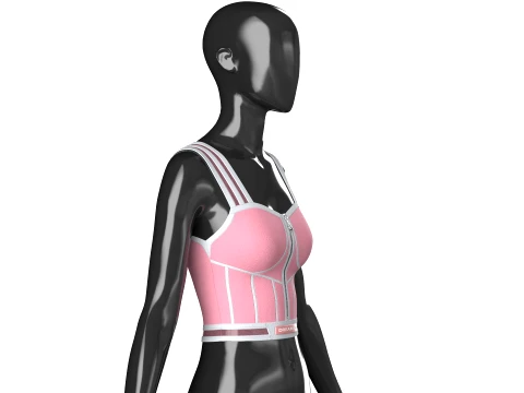 Girls Front-Zip Crop Top With Patch 3D Model