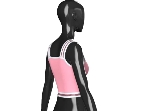 Girls Front-Zip Crop Top With Patch 3D Model
