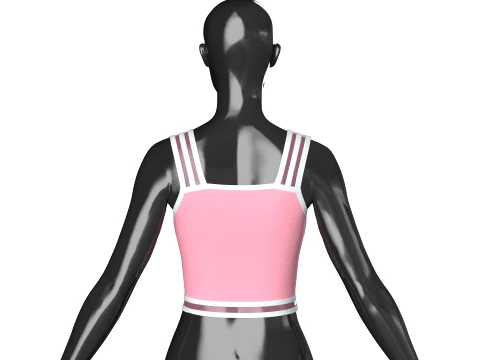 Girls Front-Zip Crop Top With Patch 3D Model