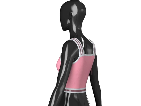 Girls Front-Zip Crop Top With Patch 3D Model