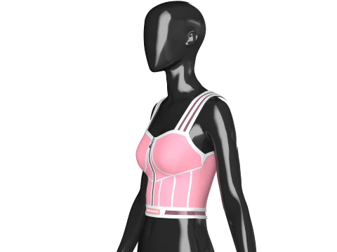 Girls Front-Zip Crop Top With Patch 3D Model