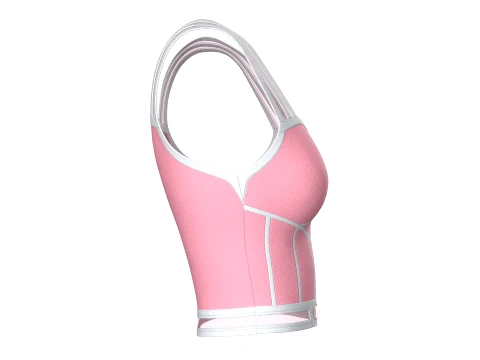 Girls Front-Zip Crop Top With Patch 3D Model