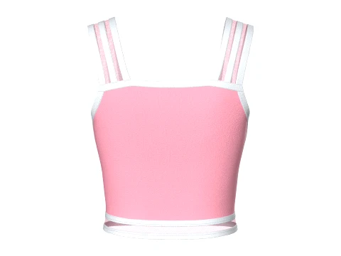 Girls Front-Zip Crop Top With Patch 3D Model