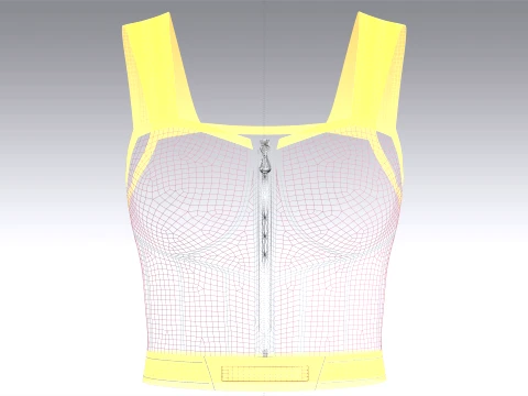 Girls Front-Zip Crop Top With Patch 3D Model