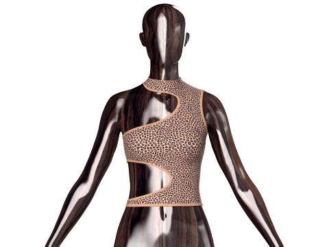 Girls Leopard Print Side Cutout Crop Top 3D Model