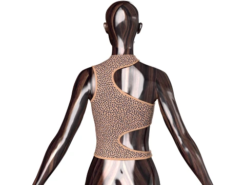 Girls Leopard Print Side Cutout Crop Top 3D Model