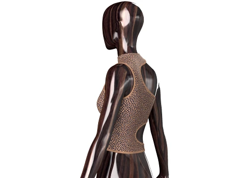 Girls Leopard Print Side Cutout Crop Top 3D Model