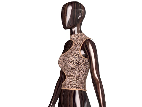 Girls Leopard Print Side Cutout Crop Top 3D Model