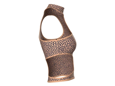 Girls Leopard Print Side Cutout Crop Top 3D Model