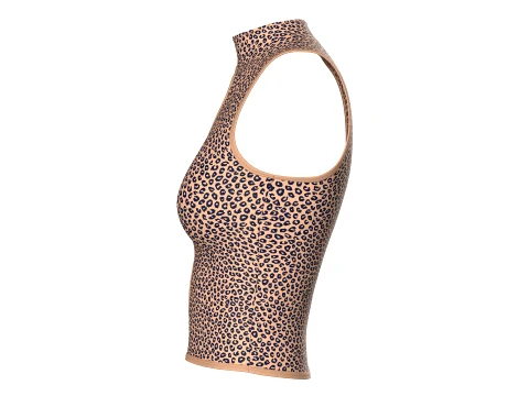 Girls Leopard Print Side Cutout Crop Top 3D Model