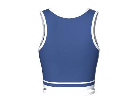 Girls Navy Blue Front Zip Crop Top With Piping 3D Model