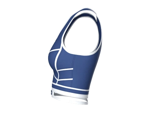 Girls Navy Blue Front Zip Crop Top With Piping 3D Model