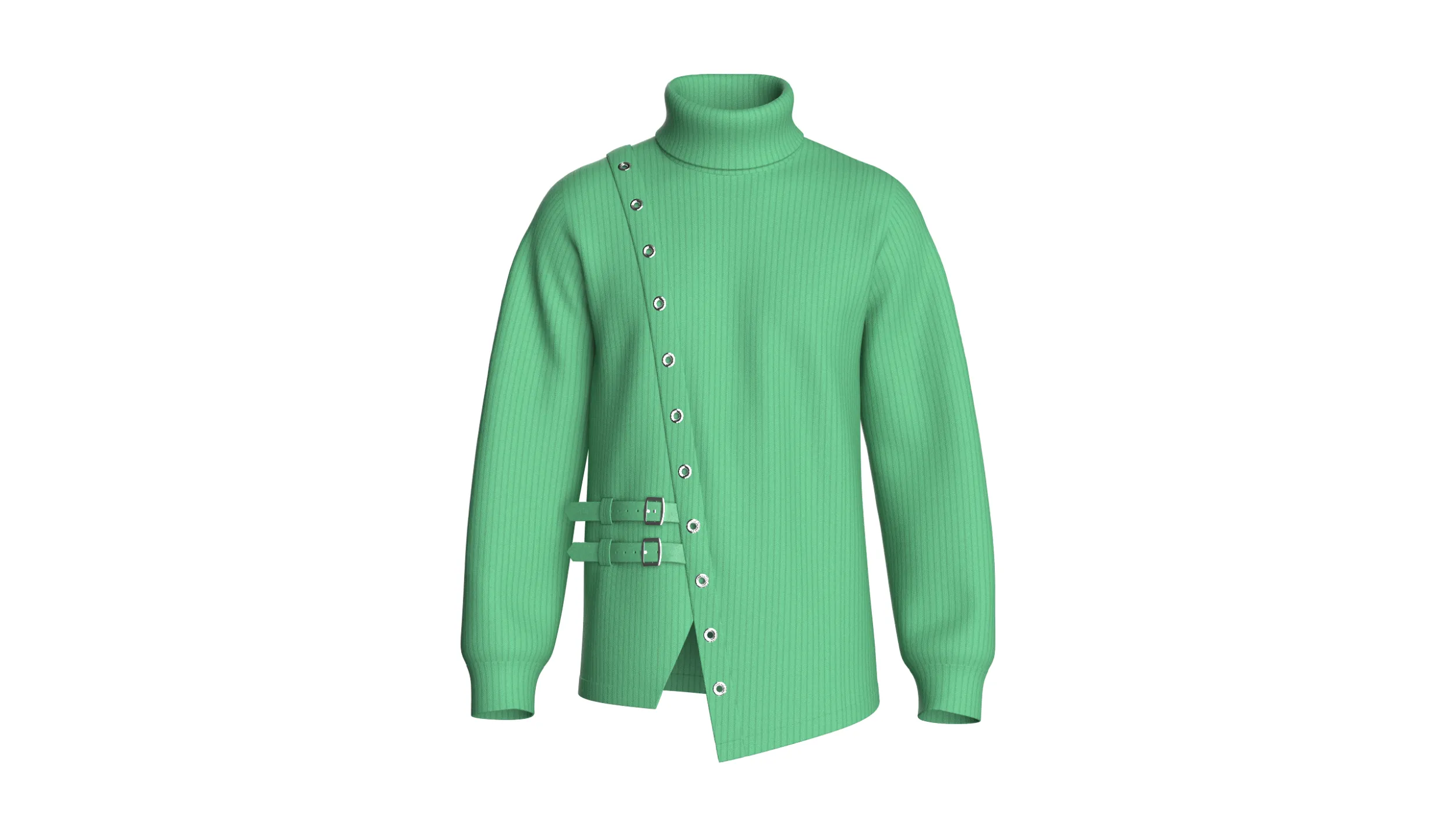 Men Ribbed Knit Sweater With Buckle 3D Model .c4d .max .obj .3ds .fbx .stl .blend 