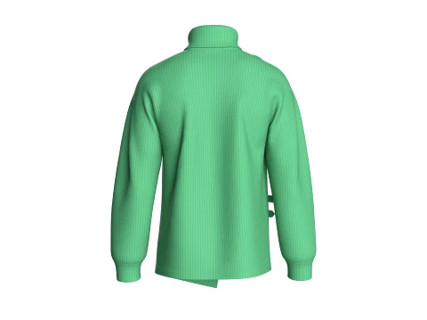 Men Ribbed Knit Sweater With Buckle 3D Model