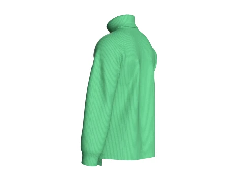 Men Ribbed Knit Sweater With Buckle 3D Model