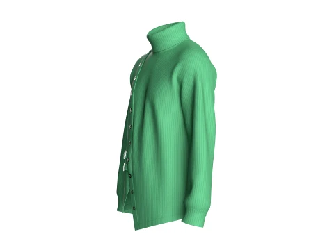 Men Ribbed Knit Sweater With Buckle 3D Model