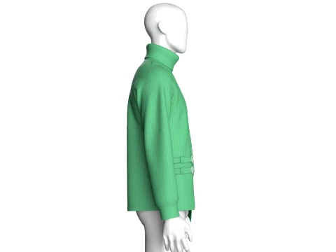 Men Ribbed Knit Sweater With Buckle 3D Model