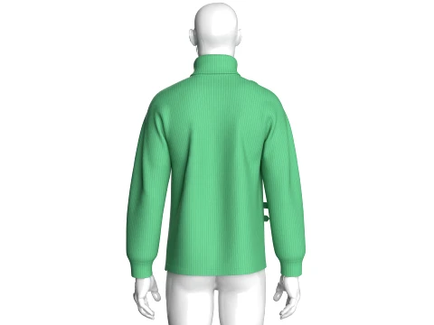 Men Ribbed Knit Sweater With Buckle 3D Model