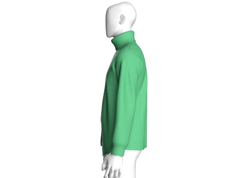 Men Ribbed Knit Sweater With Buckle 3D Model