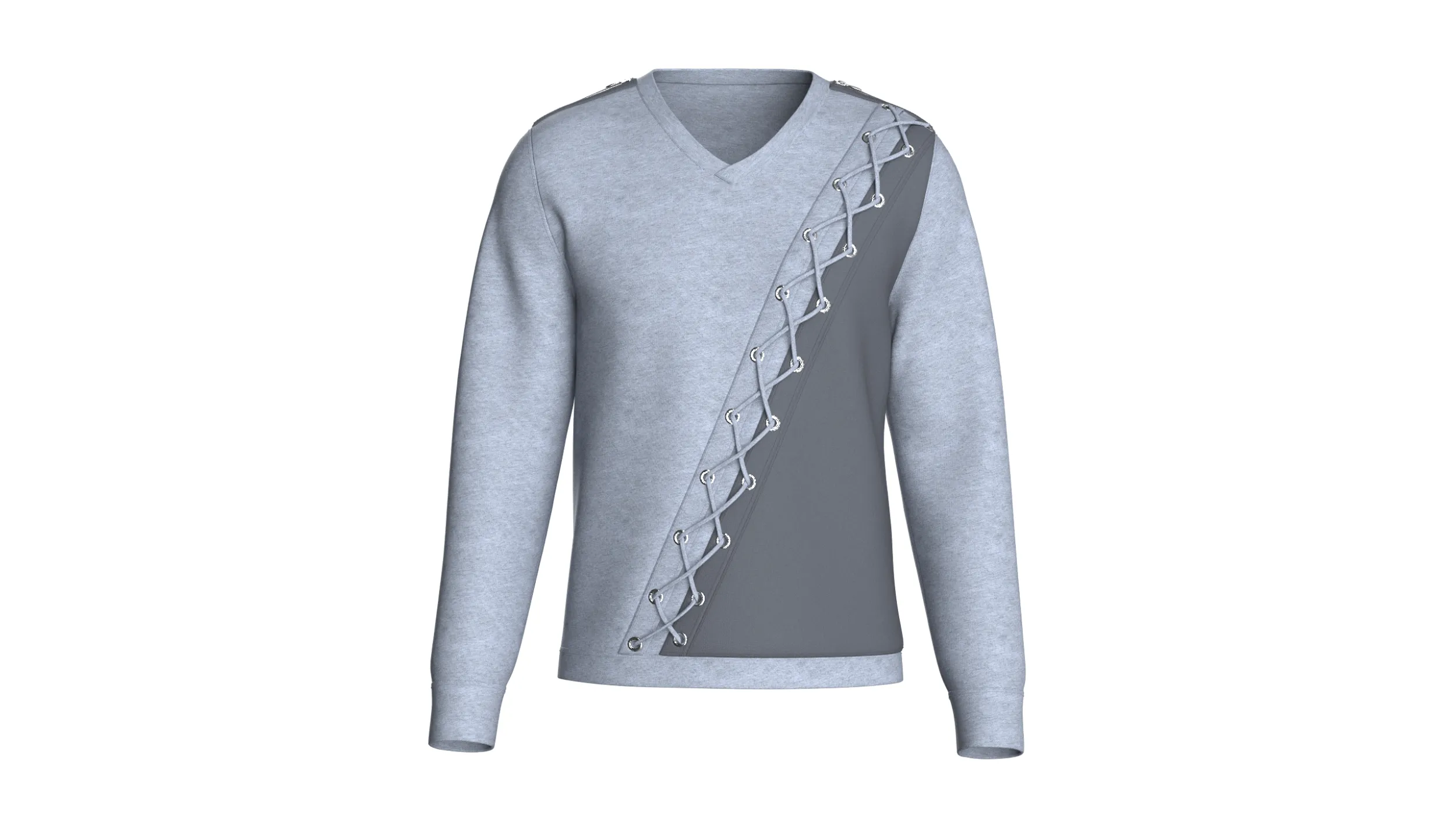 Men V-Neck Lace Up Sweatshirt 3D Model .c4d .max .obj .3ds .fbx .stl .blend