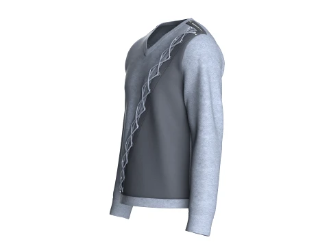 Men V-Neck Lace Up Sweatshirt 3D Model