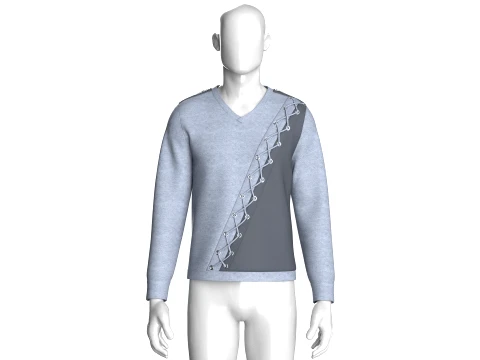Men V-Neck Lace Up Sweatshirt 3D Model