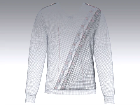 Men V-Neck Lace Up Sweatshirt 3D Model