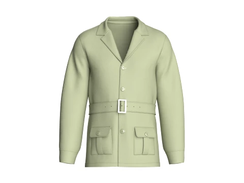 Men Belted Blazer Jacket Modello 3D