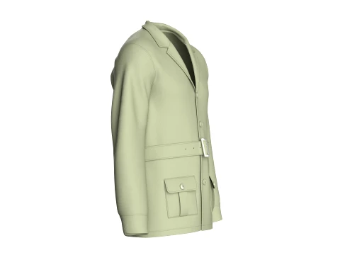 Men Belted Blazer Jacket Modello 3D