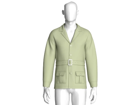 Men Belted Blazer Jacket Modello 3D
