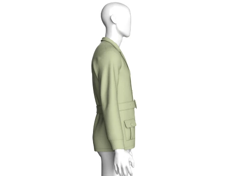 Men Belted Blazer Jacket Modello 3D