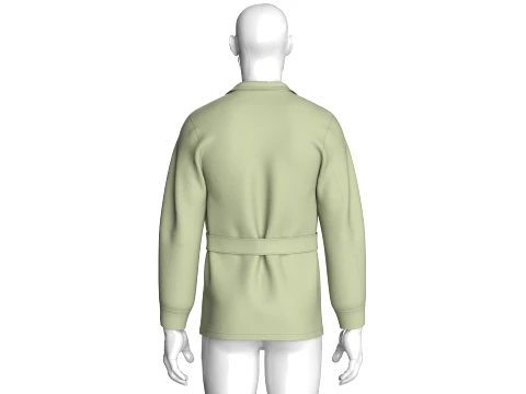 Men Belted Blazer Jacket Modello 3D