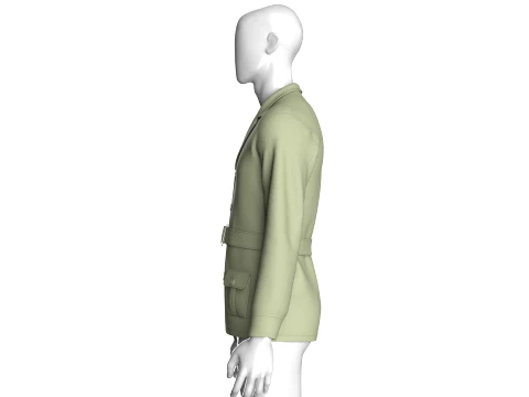 Men Belted Blazer Jacket Modello 3D