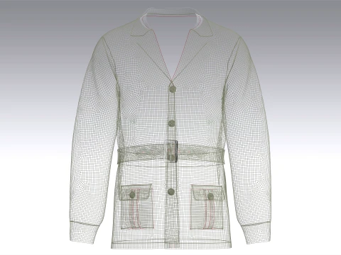 Men Belted Blazer Jacket Modello 3D