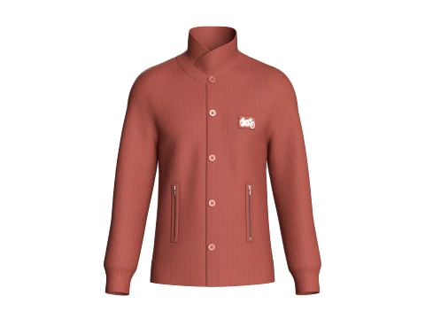Men High Collar Buttoned Knit Jacket 3D Model