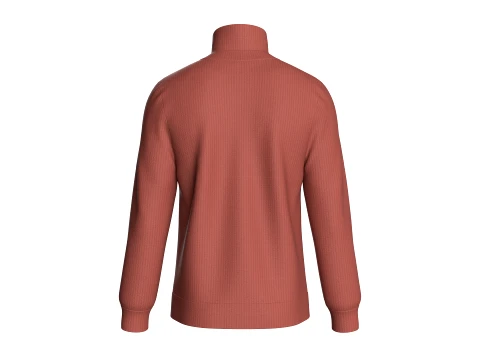 Men High Collar Buttoned Knit Jacket 3D Model